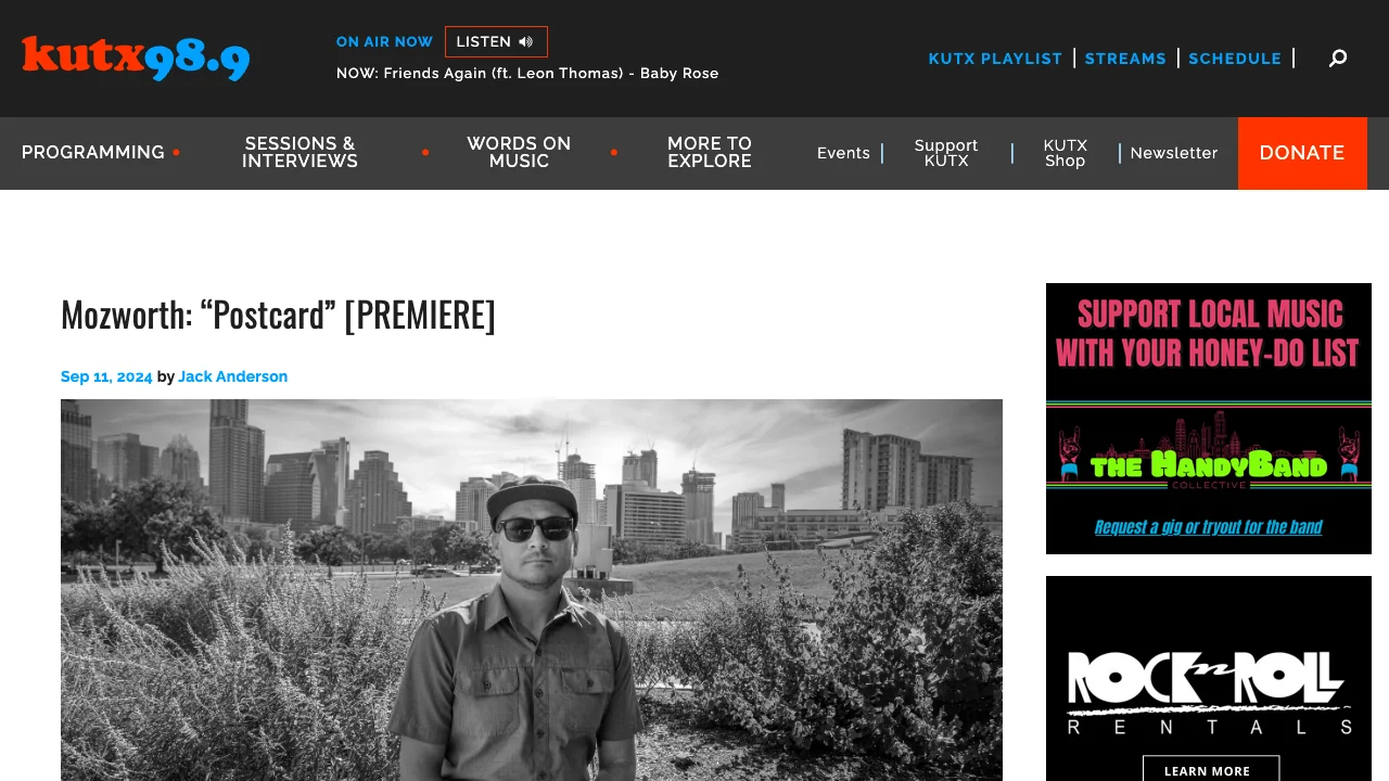 KUTX — mozworth: "Postcard" [PREMIERE]