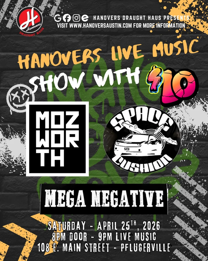 Show poster — Hanovers Draught Haus, Saturday, April 25, 2026